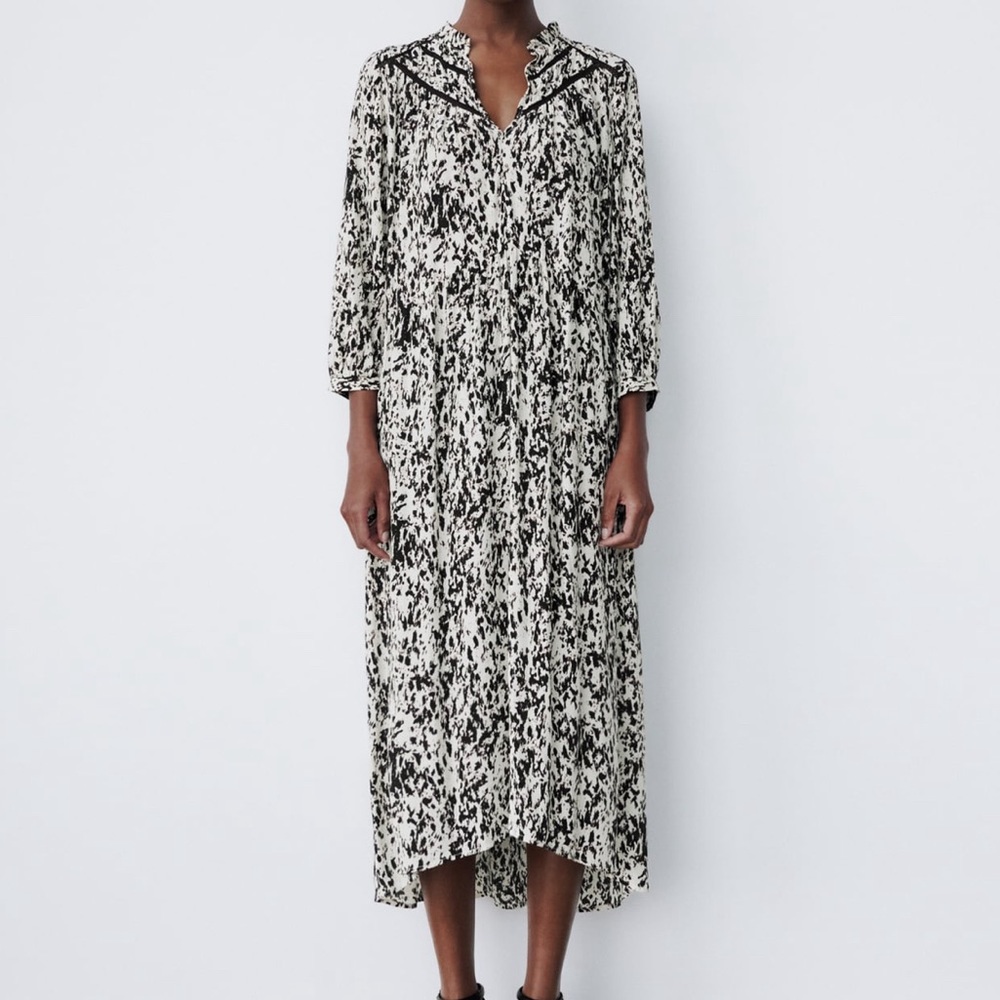 Zara black & white midi dress